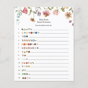 Lámina Juego de Emoji de libros para bebés con flores sil
