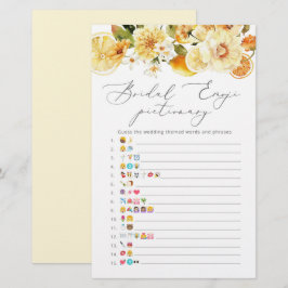 Lámina Juego de emoji de limón floral con ducha de novia