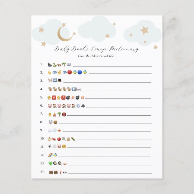 Lámina Juego de Emoji de los Libros Bebés Azules de la Lu (Anverso)