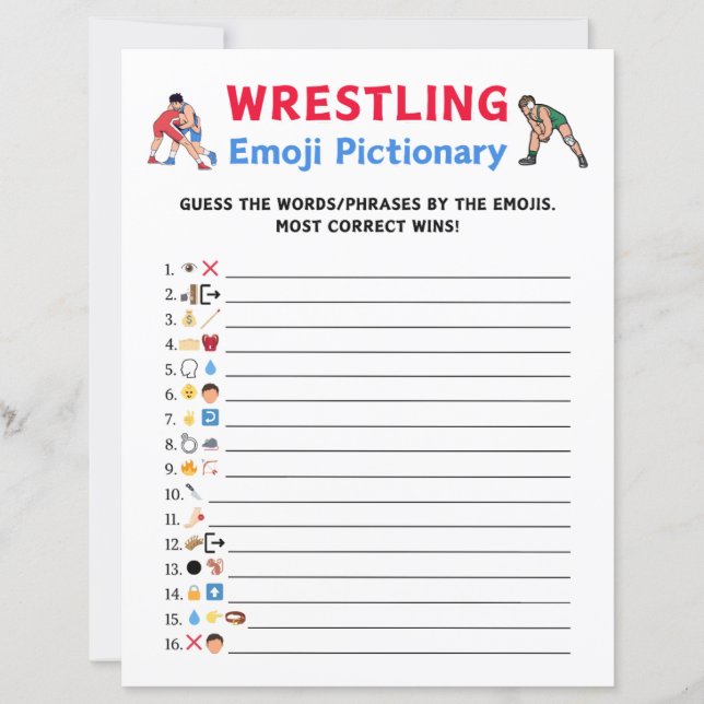 Lámina Juego de Emoji de lucha libre (Anverso)