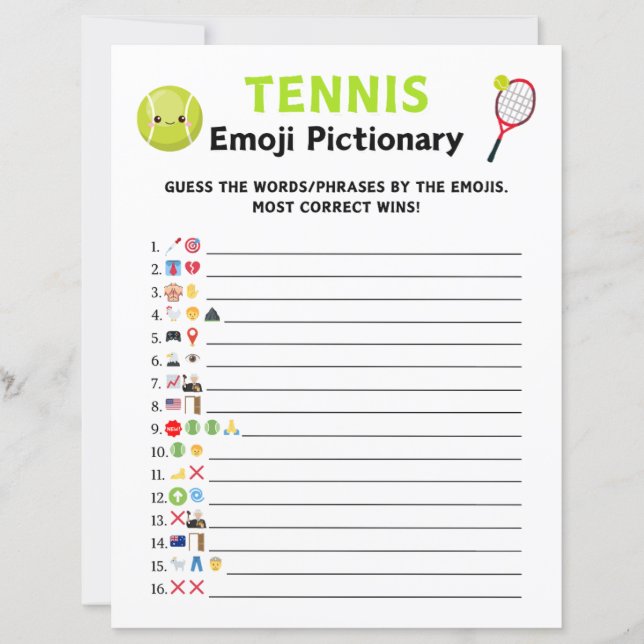 Lámina Juego de Emoji de tenis (Anverso)