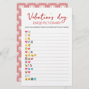 Lámina Juego de Emoji el día de San Valentín con respuest