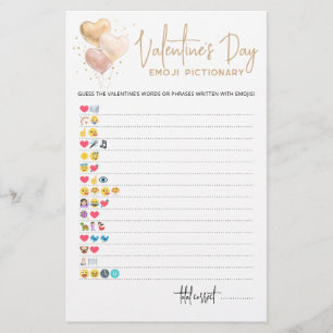 Lámina Juego de Emoji el día de San Valentín con respuest