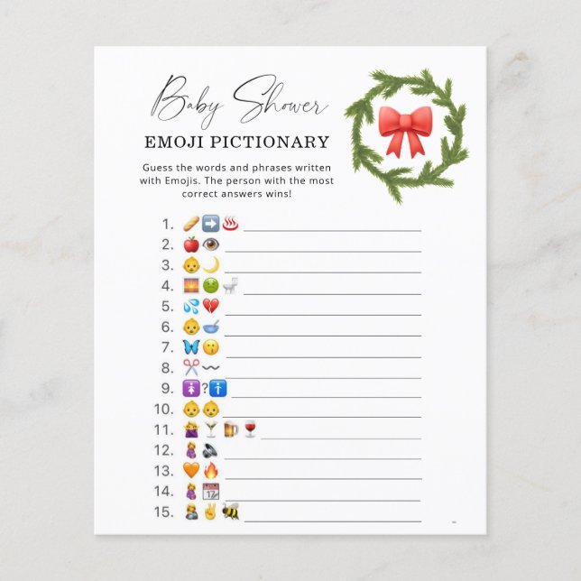 Lámina Juego de emoji para bebés de invierno (Anverso)
