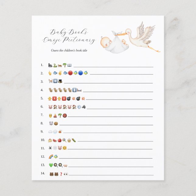 Lámina Juego de Emoji Stork Baby Books (Anverso)
