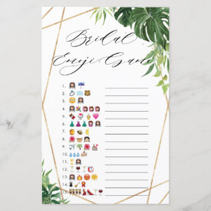 Lámina Juego de Emoji Tropical Greenery Bridal Shower
