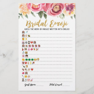 Lámina Juego de emojis de boda con respuestas Juego de la