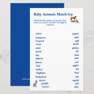 Lámina Juego de emparejamiento de animales surtidos