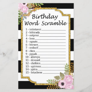 Lámina Juego de enrejado de palabras de cumpleaños con ra