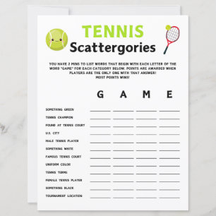 Lámina Juego de escattergories de tenis