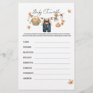 Lámina Juego de estribillos de Baby Shower para calabaza 