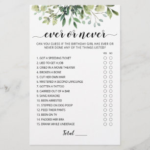 Lámina Juego de fiesta de cumpleaños o nunca