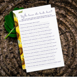 Lámina Juego de fiesta de ducha de novia con girasol silv