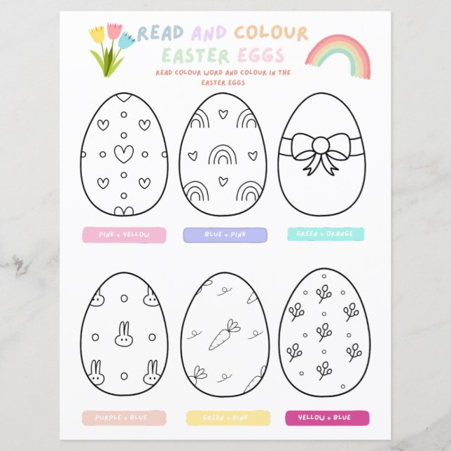 Lámina Juego de Fiesta de Huevos de Pascua para Niños y P (Anverso)