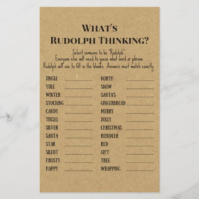 Lámina Juego de fiesta navideña rústica familiar IMPRESO (Anverso)