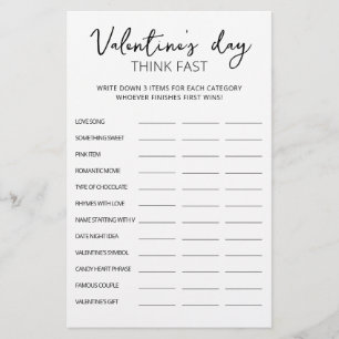 Lámina Juego de fiesta rápido para el día de San Valentín