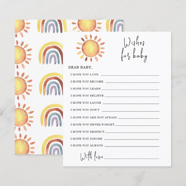 Lámina Juego de Fiesta Sunshine | deseos de bebé (Anverso / Reverso)