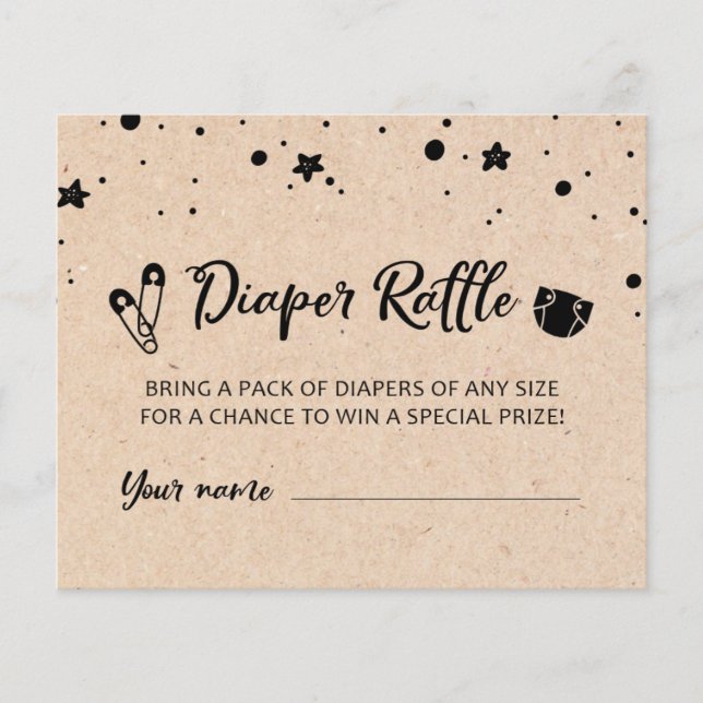 Lámina Juego de Fiestas de CARD Diaper Raffle Baby Shower (Anverso)
