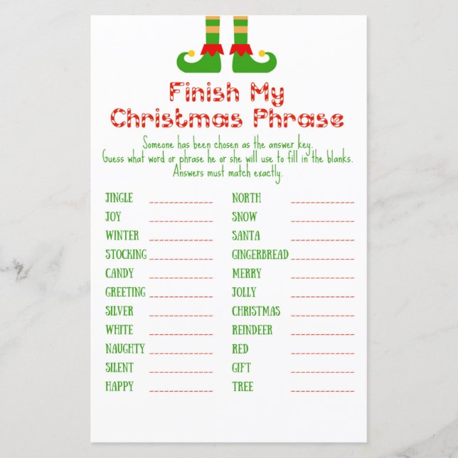 Lámina Juego de Fiestas de Navidades familiares IMPRESION (Anverso)