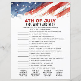 Lámina Juego de Fiestas rojo, blanco y azul 4 de julio