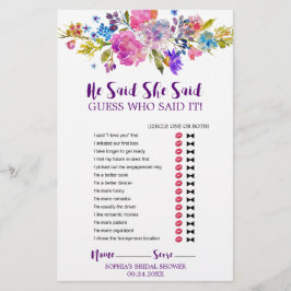 Lámina Juego de flores moradas y rosas "Dijo que dijo"