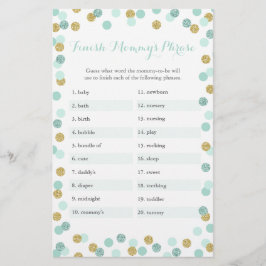 Lámina Juego de frases de Mint & Gold Baby Shower Finish 
