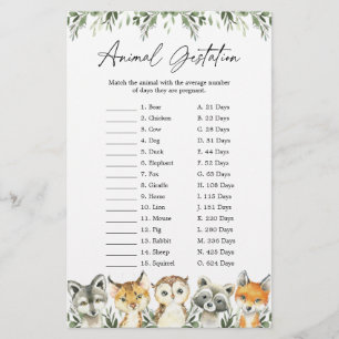 Lámina Juego de Gestación Animal de Woodland Animals Baby