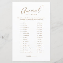 Lámina Juego de gestación de bebé de caligrafía de oro mi