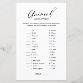 Lámina Juego de gestación de bebé de caligrafía minimalis