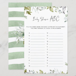 Lámina Juego de Greenery Baby Shower - ABC
