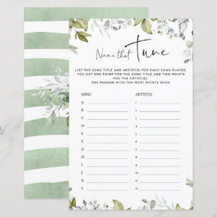 Lámina Juego de Greenery Baby Shower - Nombre que ajuste