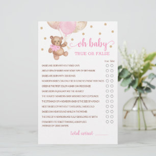 Lámina Juego De Hechos Verdaderos O Falsos Baby Shower Te