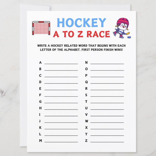 Lámina Juego de hockey A a Z (Anverso)