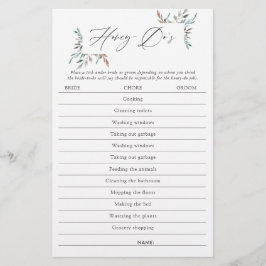 Lámina Juego de Honey-Do para Ducha de Novia de Invierno