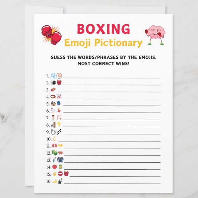 Lámina Juego de imágenes de Emoji de boxeo (Anverso)