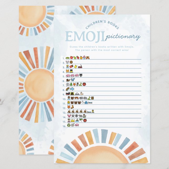 Lámina Juego de imágenes de la Emoji Baby Shower Sunshine (Anverso / Reverso)