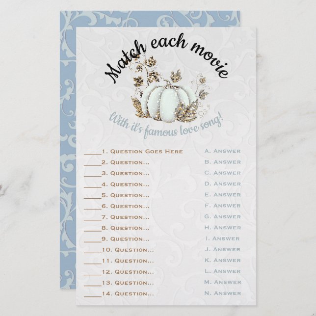 Lámina Juego de juego de novias para la calabaza blanca d (Anverso / Reverso)