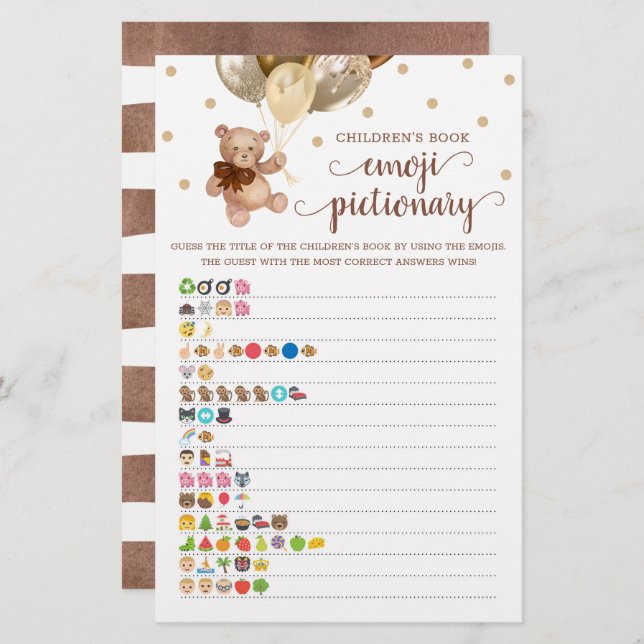 Lámina Juego de juguete Teddy Bear de Emoji de libros par (Anverso / Reverso)