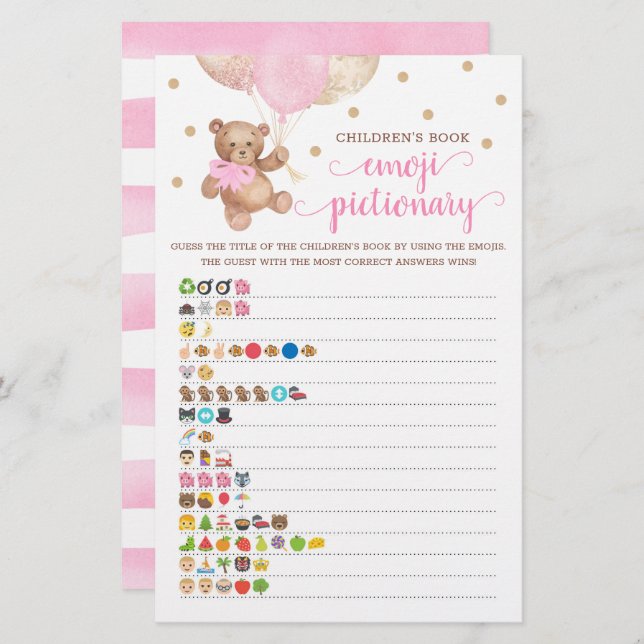 Lámina Juego de juguete Teddy Bear de Emoji de libros par (Anverso / Reverso)