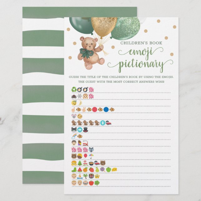 Lámina Juego de juguete Teddy Bear de Emoji de libros par (Anverso / Reverso)