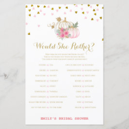 Lámina Juego de la ducha de novia de otoño rosa y dorado,