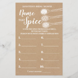 Lámina Juego de la ducha nupcial "Adivina esa especia"