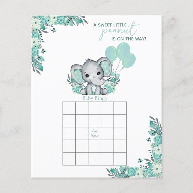 Lámina Juego de la ducha para bebé elefante neutral (Anverso)