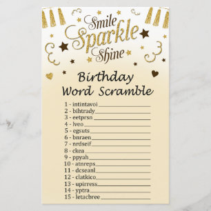 Lámina Juego de la Palabra de Aniversario Dorado Scramble