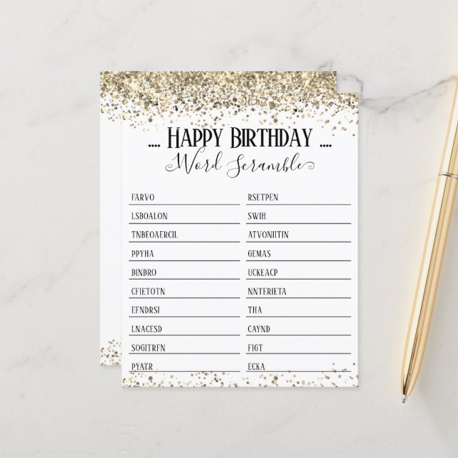 Lámina Juego de la Palabra de la Fiesta del Cumpleaños (Anverso/Reverso In Situ)