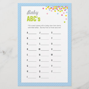 Lámina Juego de las ABCs para Baby Sprinkle / Baby Shower