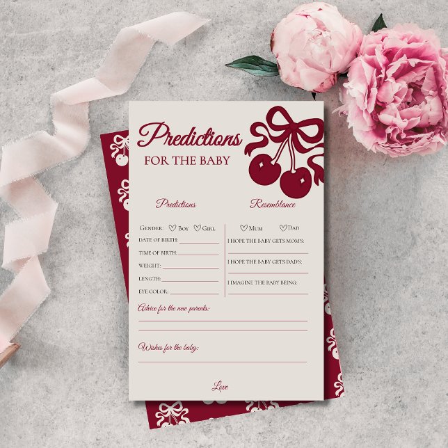 Lámina juego de las predicciones de Baby Shower de burgun (Subido por el creador)
