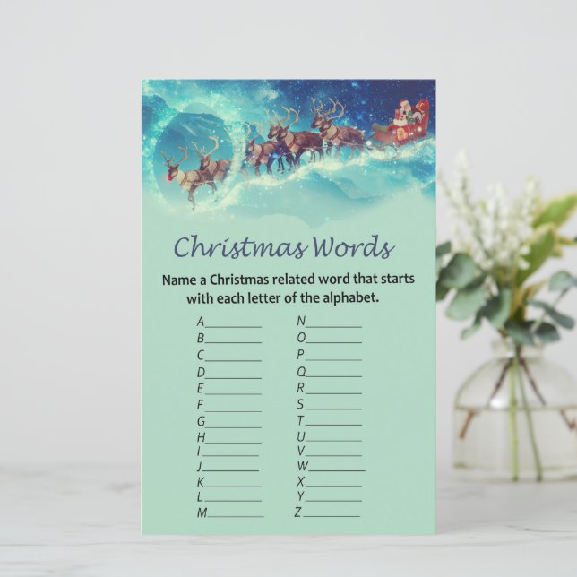 Lámina Juego de letras de navidades de renos de Santa Cla (Anverso de pie)