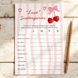 Lámina Juego de lluvia de boda Love Scattegories Cherry B