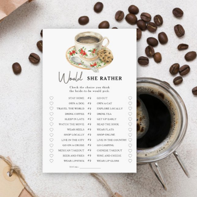 Lámina Juego de lluvia de novia con taza de café ¿Qué pre (Subido por el creador)